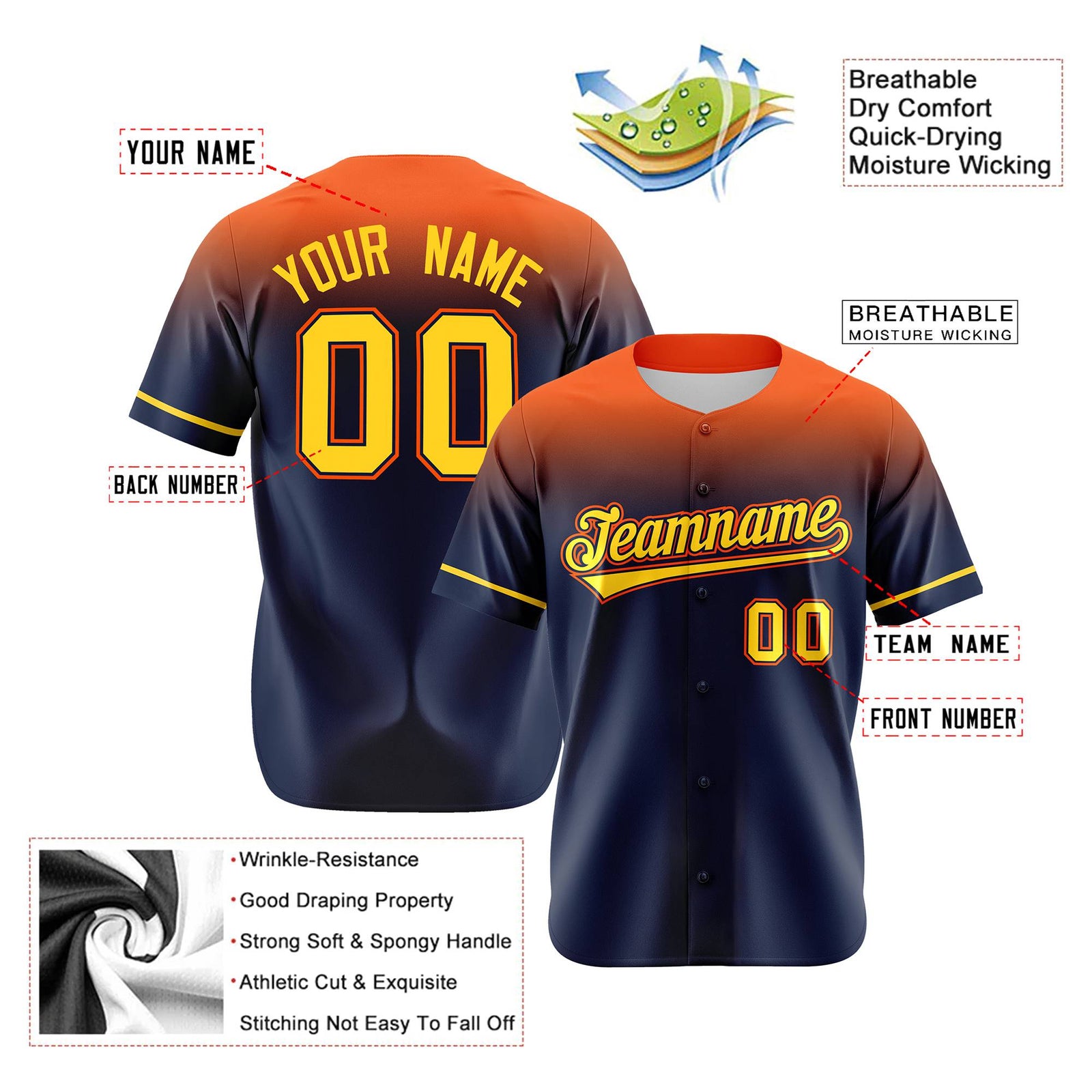 Custom Navy Munsell Gradient Fashion Design Authentic Baseball Jersey