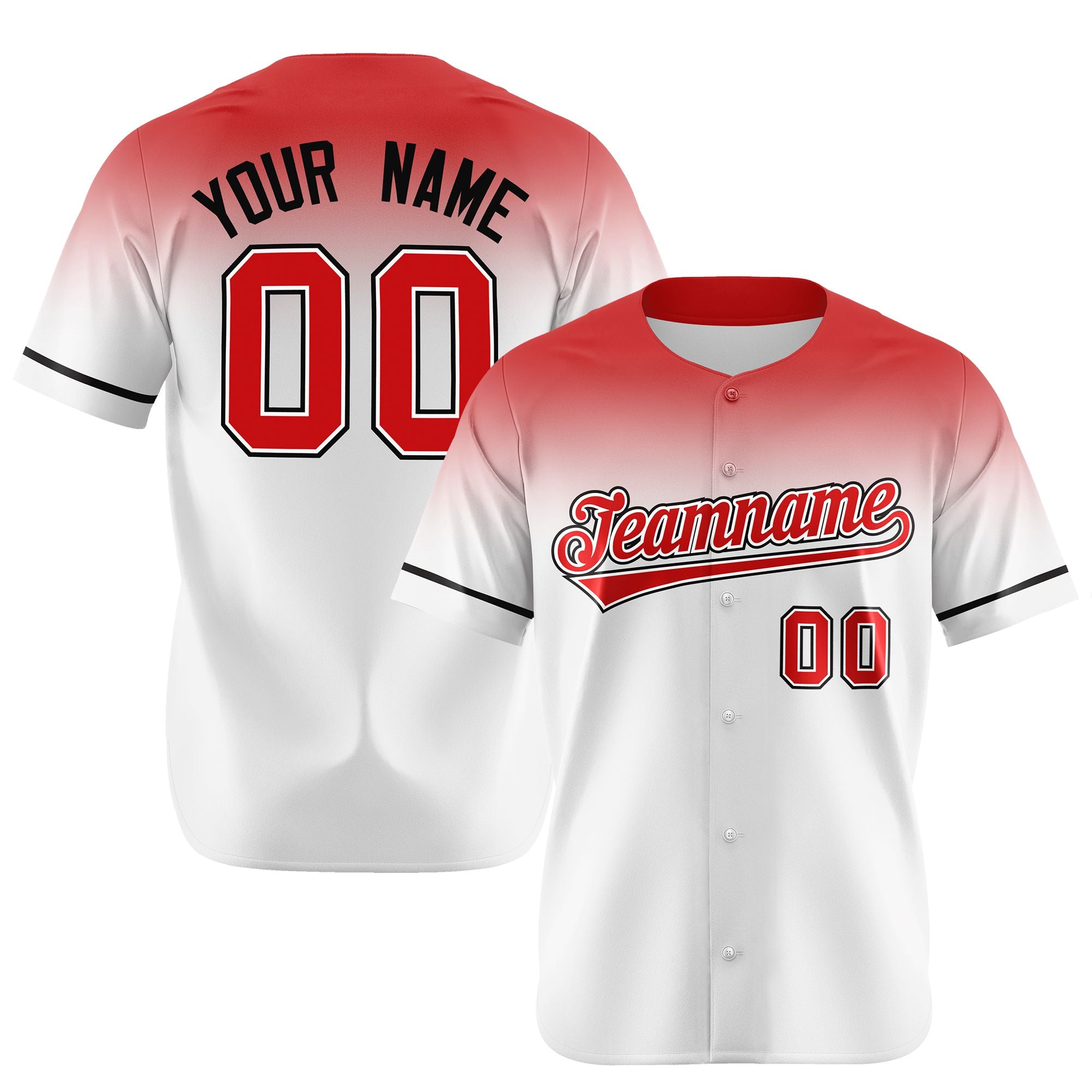 Custom White Red Gradient Fashion Design Authentic Baseball Jersey