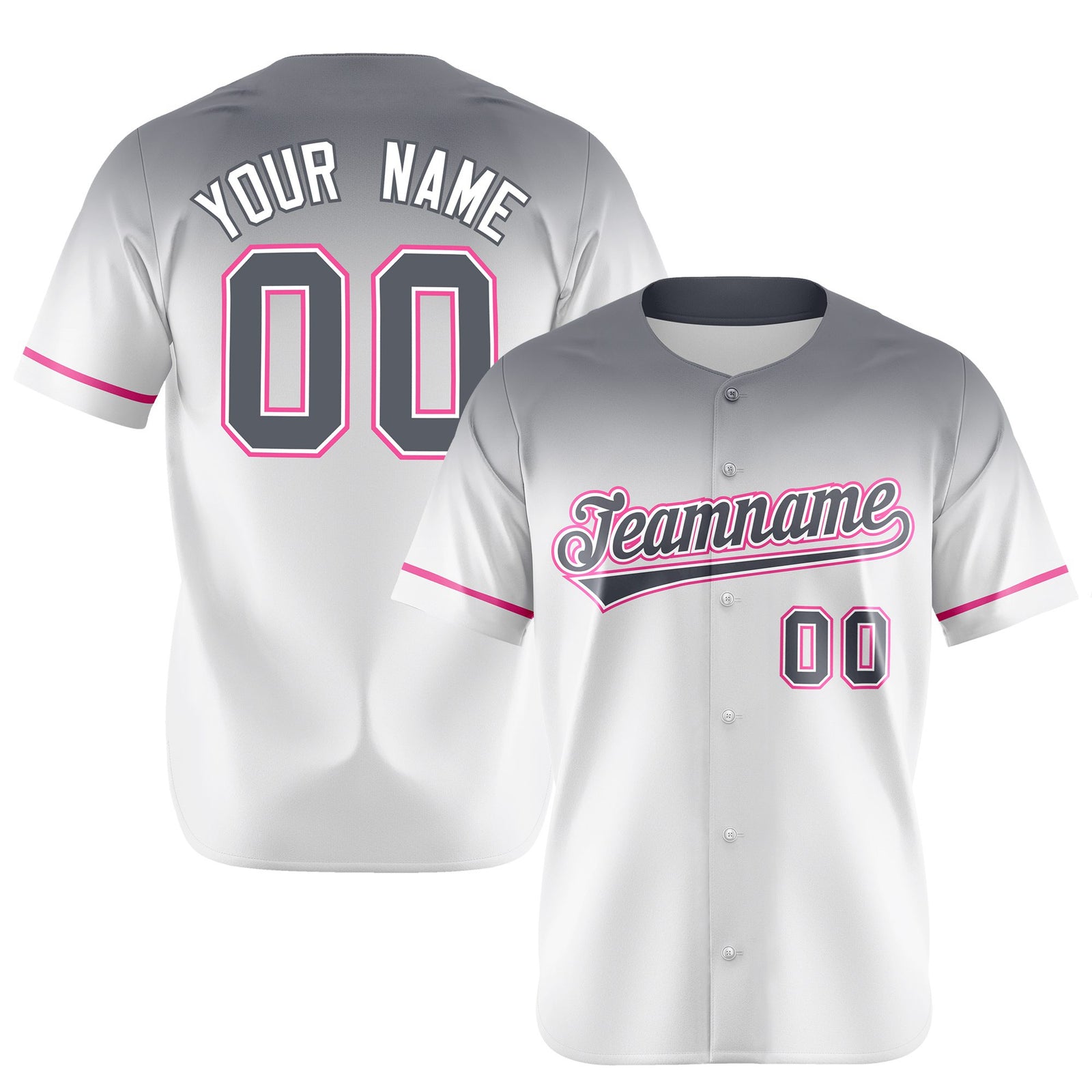 Custom White Gray Gradient Fashion Design Authentic Baseball Jersey