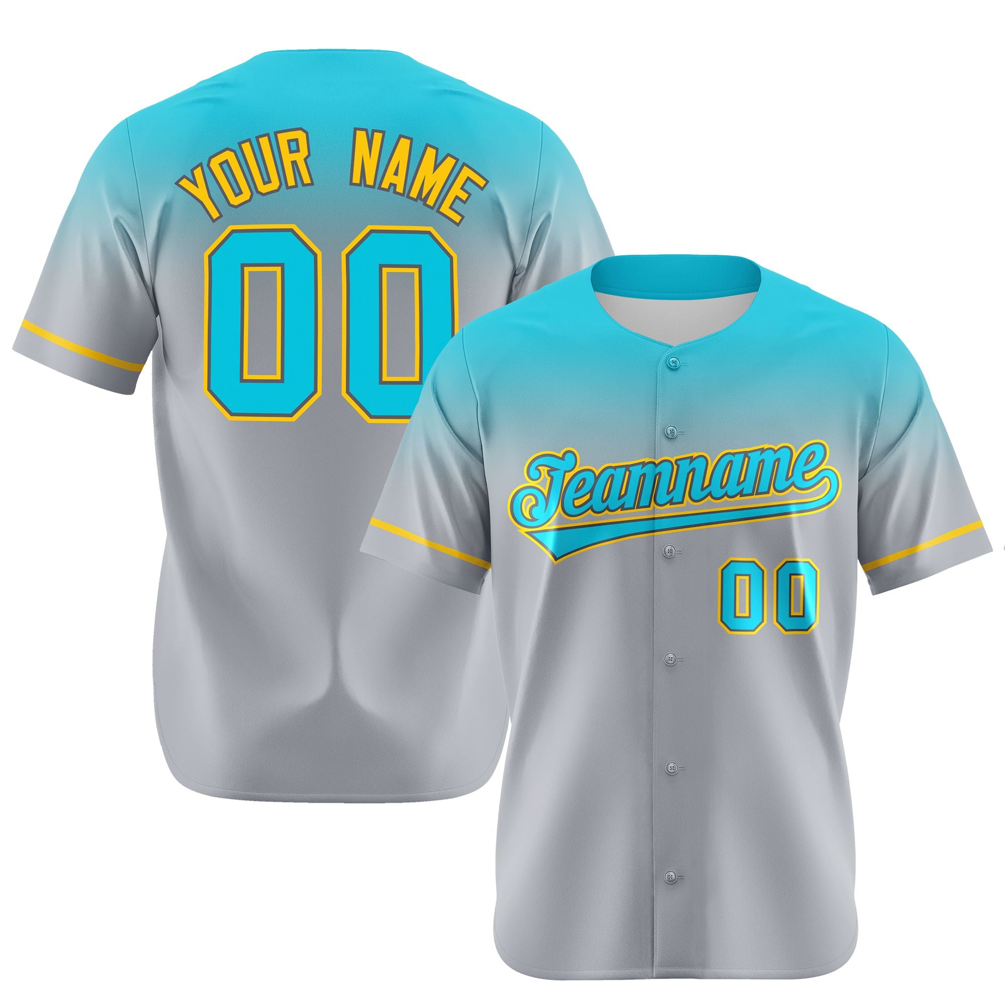 Custom Gray Aqua Gradient Fashion Design Authentic Baseball Jersey