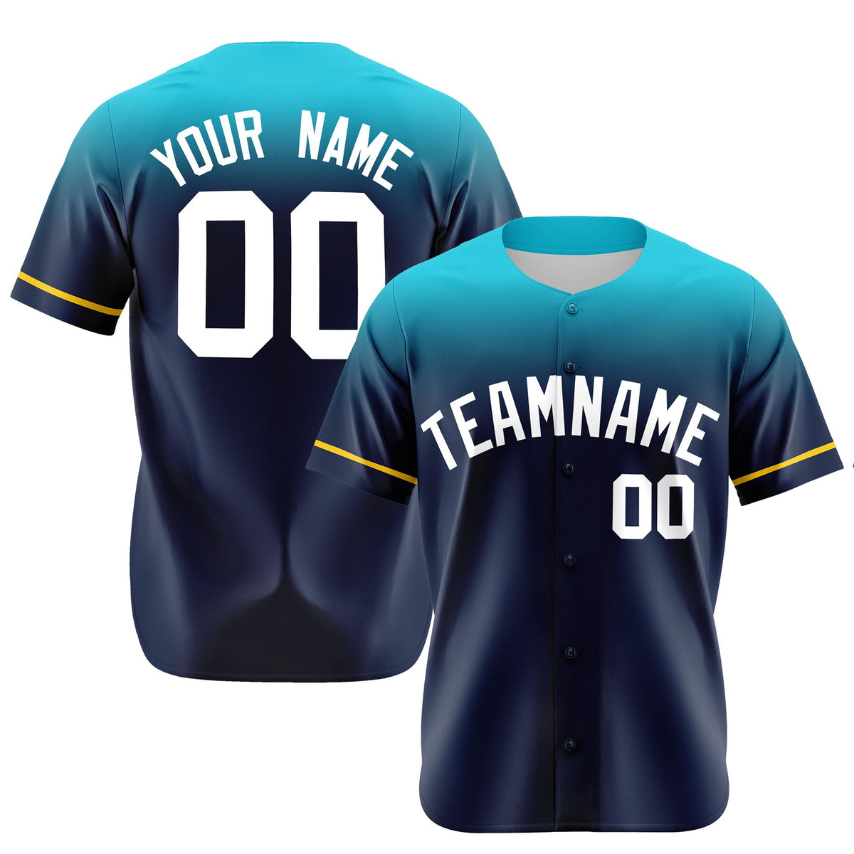 Custom Navy Aqua Gradient Fashion Design Authentic Baseball Jersey
