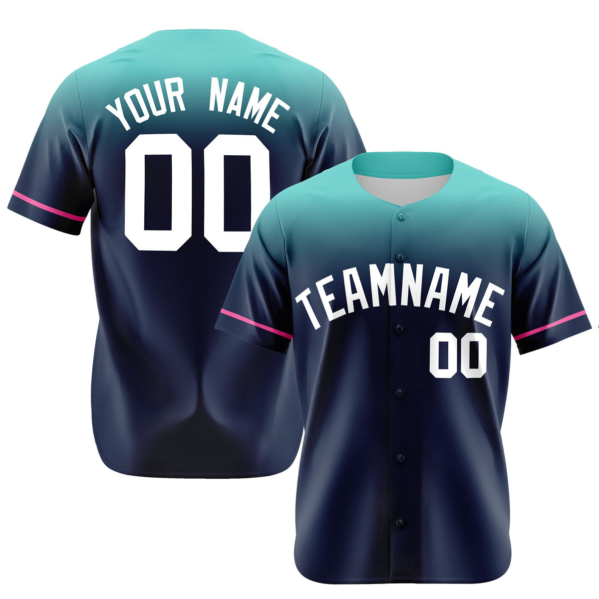 Custom Navy Teal Gradient Fashion Design Authentic Baseball Jersey
