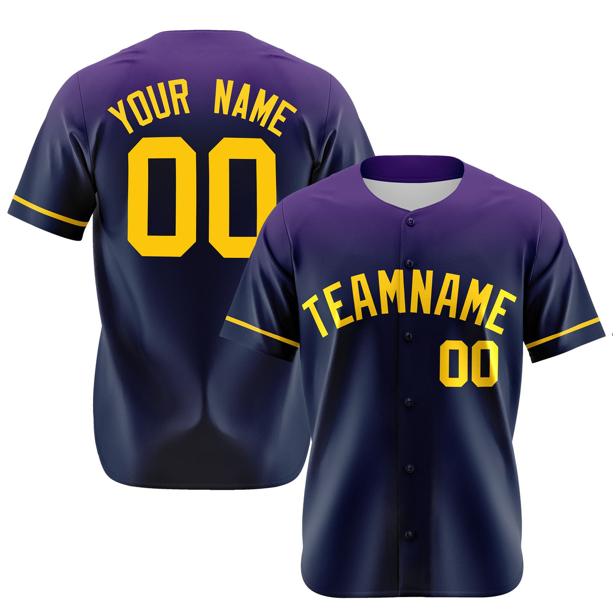 Custom Navy Purple Gradient Fashion Design Authentic Baseball Jersey