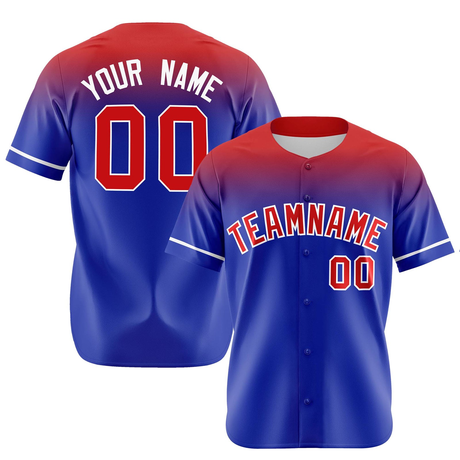 Custom Royal Blue Red Gradient Fashion Design Authentic Baseball Jersey