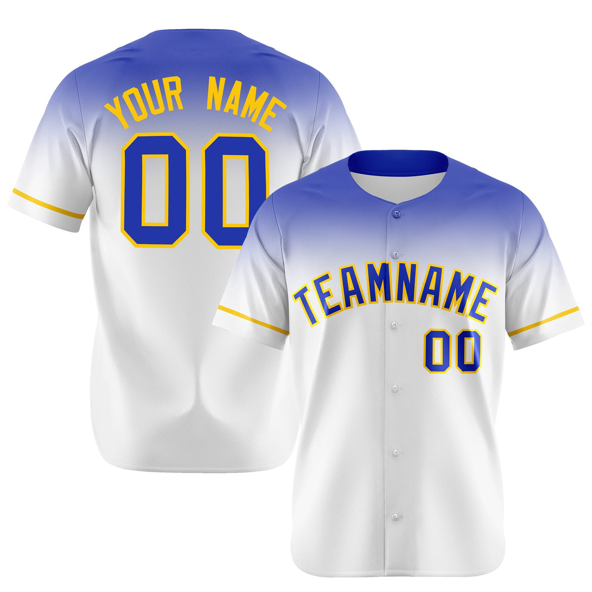 Custom White Royal Blue Gradient Fashion Design Authentic Baseball Jersey