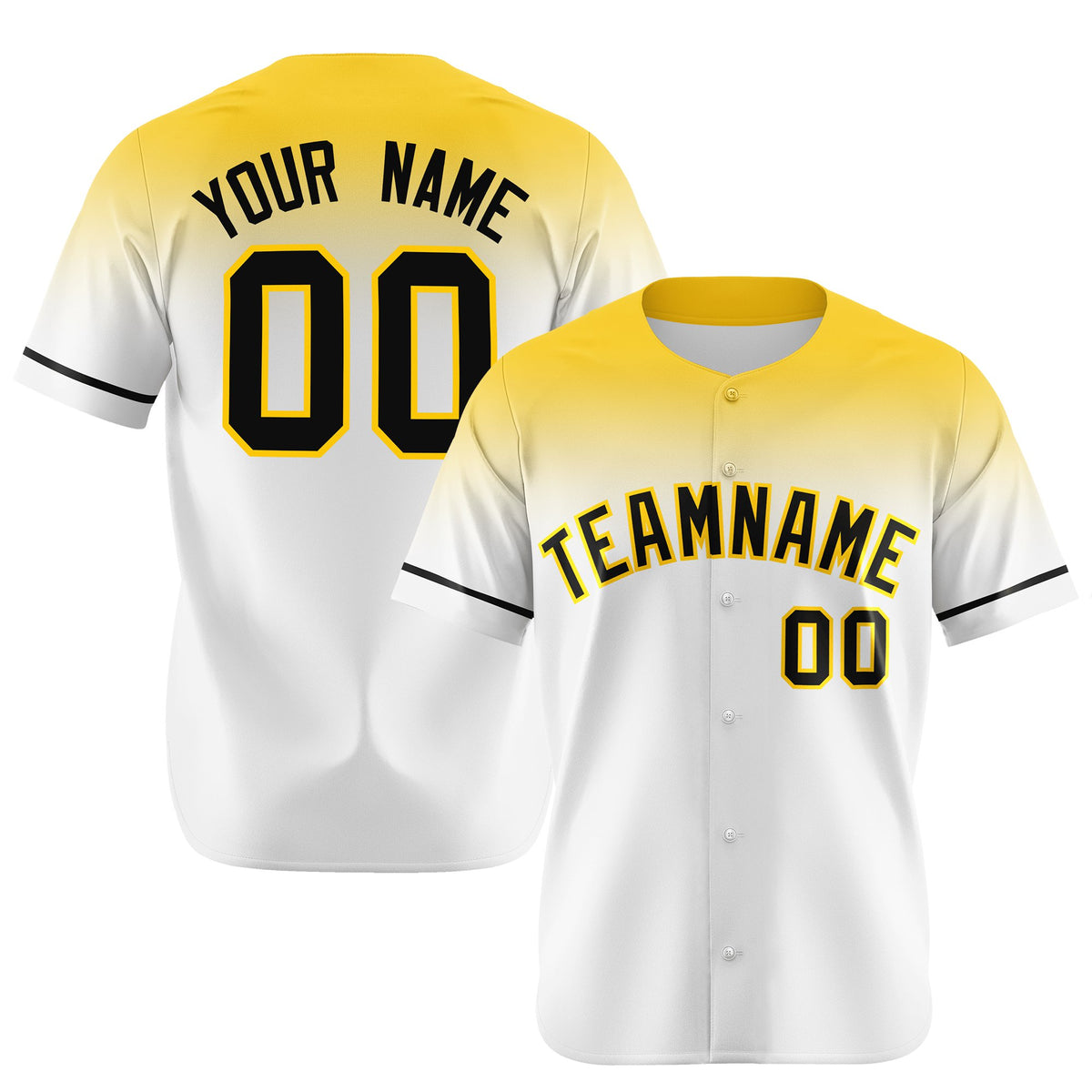 Custom White Gold Gradient Fashion Design Authentic Baseball Jersey