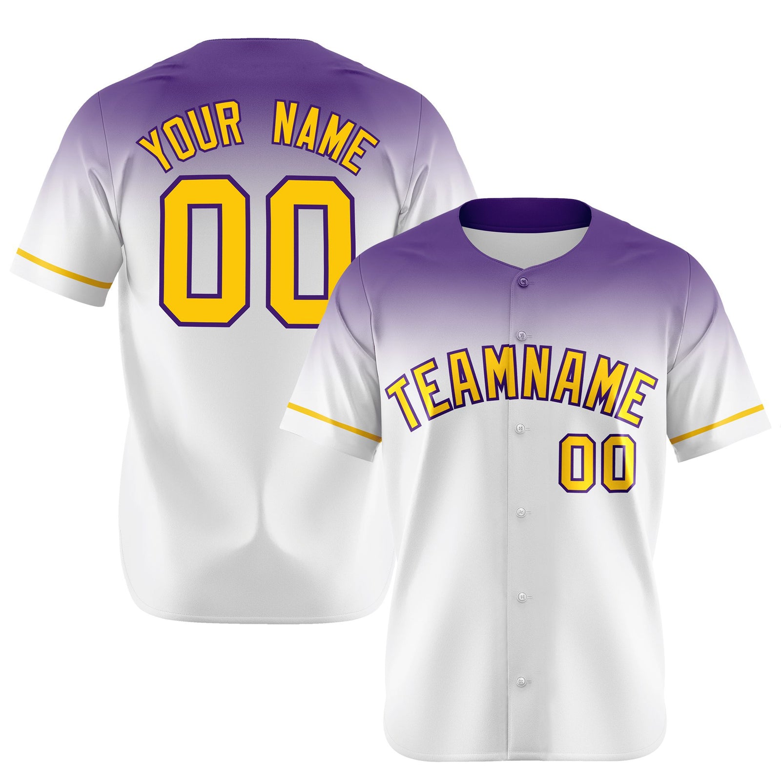 Custom White Purple Gradient Fashion Design Authentic Baseball Jersey