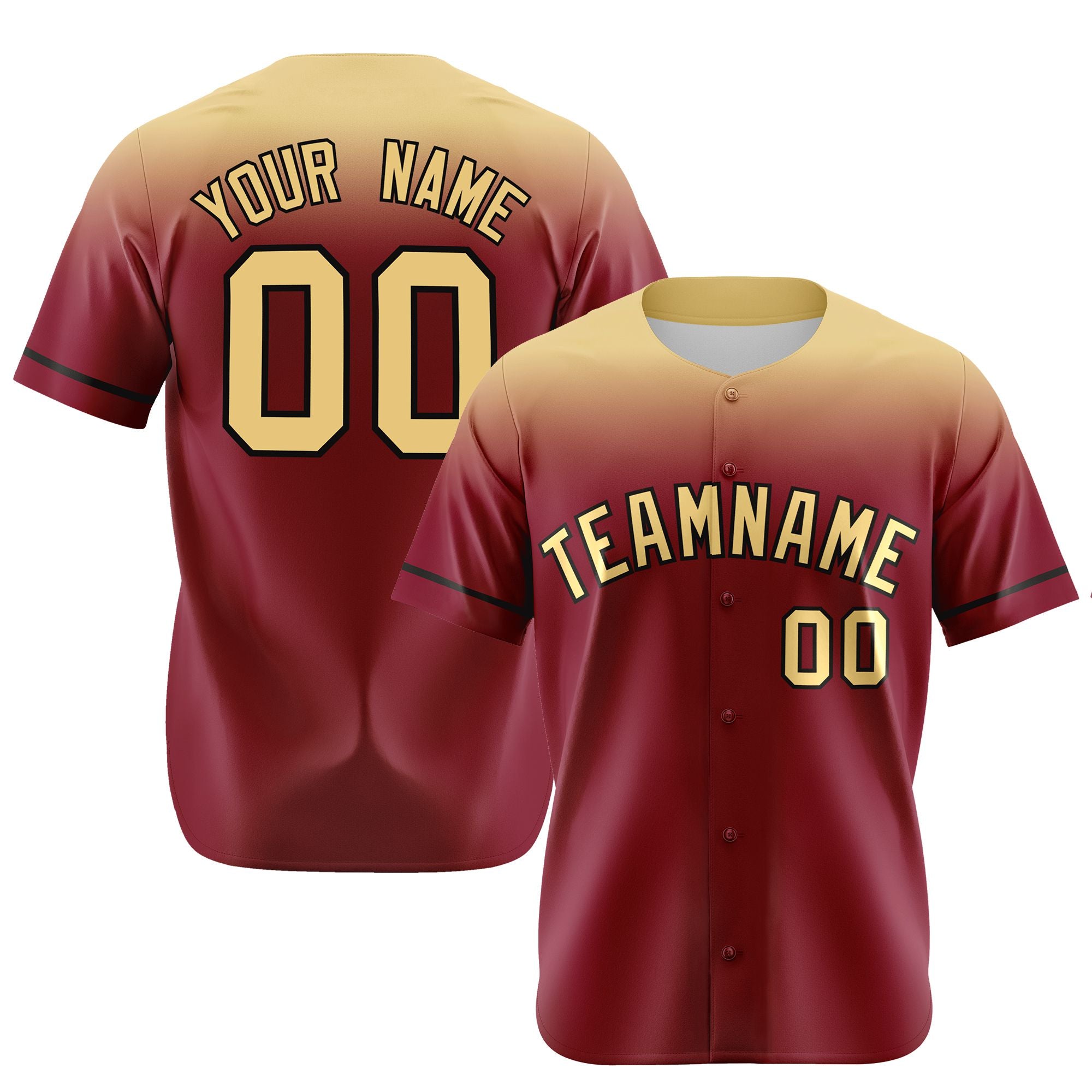 Custom Crimson Khaki Gradient Fashion Design Authentic Baseball Jersey