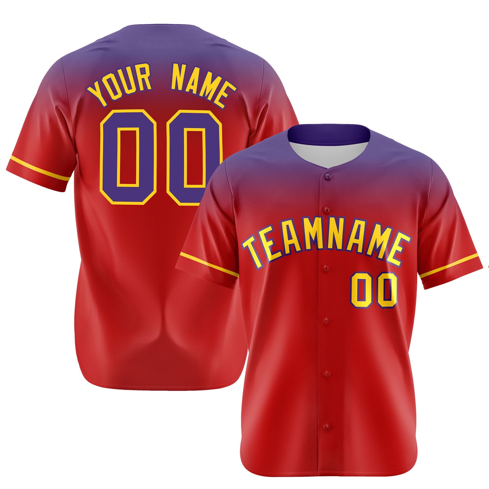 Custom Red Purple Gradient Fashion Design Authentic Baseball Jersey