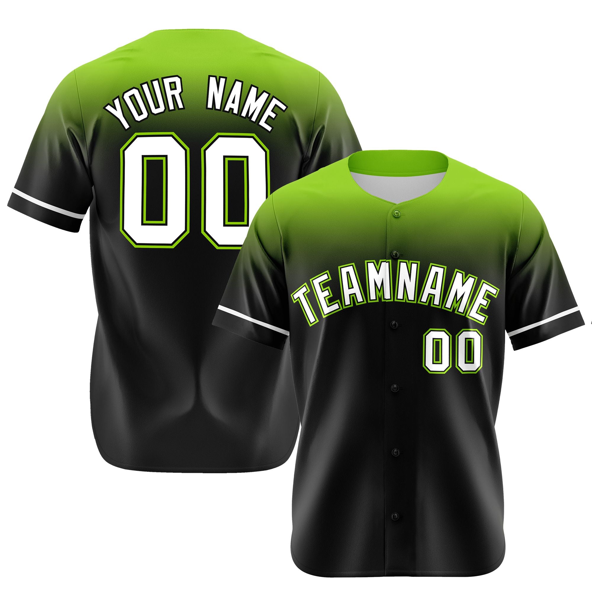 Custom Navy Neon Green Gradient Fashion Design Authentic Baseball Jersey