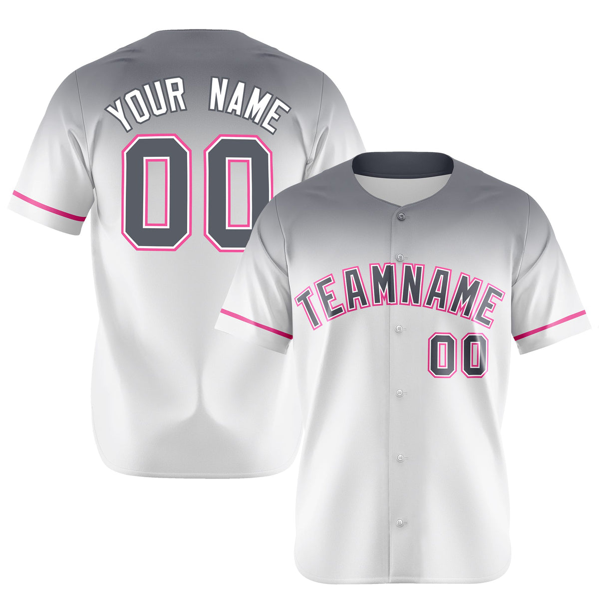 Custom White Gray Gradient Fashion Design Authentic Baseball Jersey