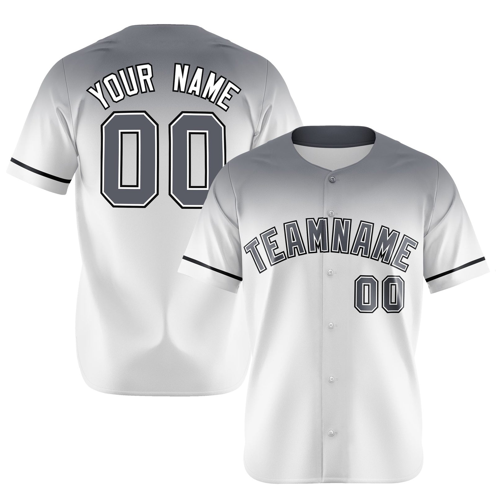 Custom White Gray Gradient Fashion Design Authentic Baseball Jersey