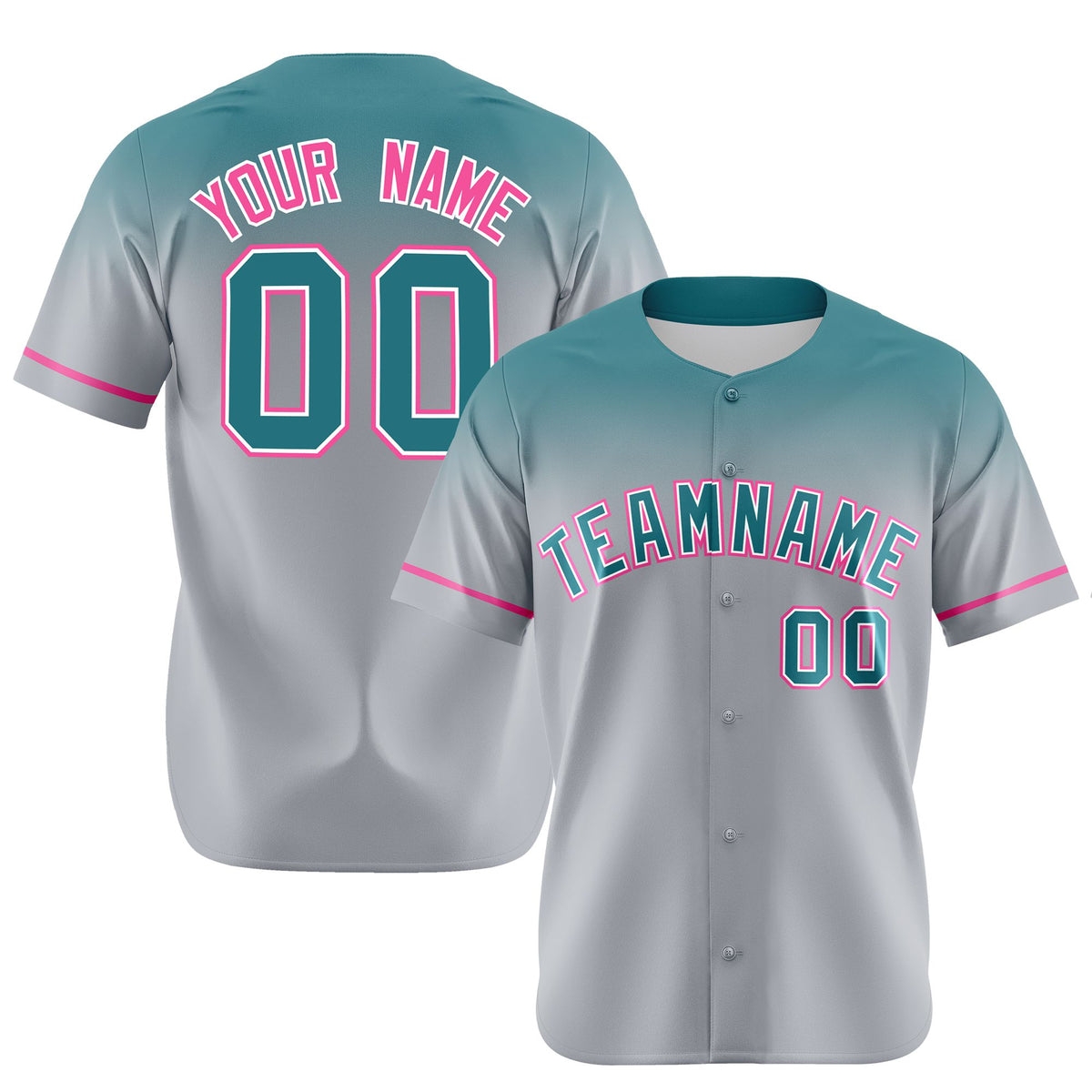 Custom Gray Aqua Gradient Fashion Design Authentic Baseball Jersey