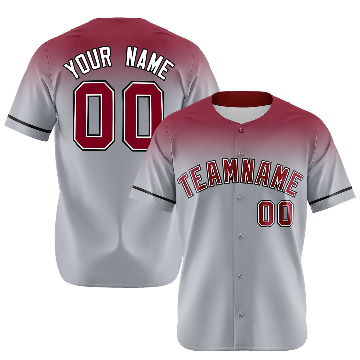 Custom Gray Crimson Gradient Fashion Design Authentic Baseball Jersey