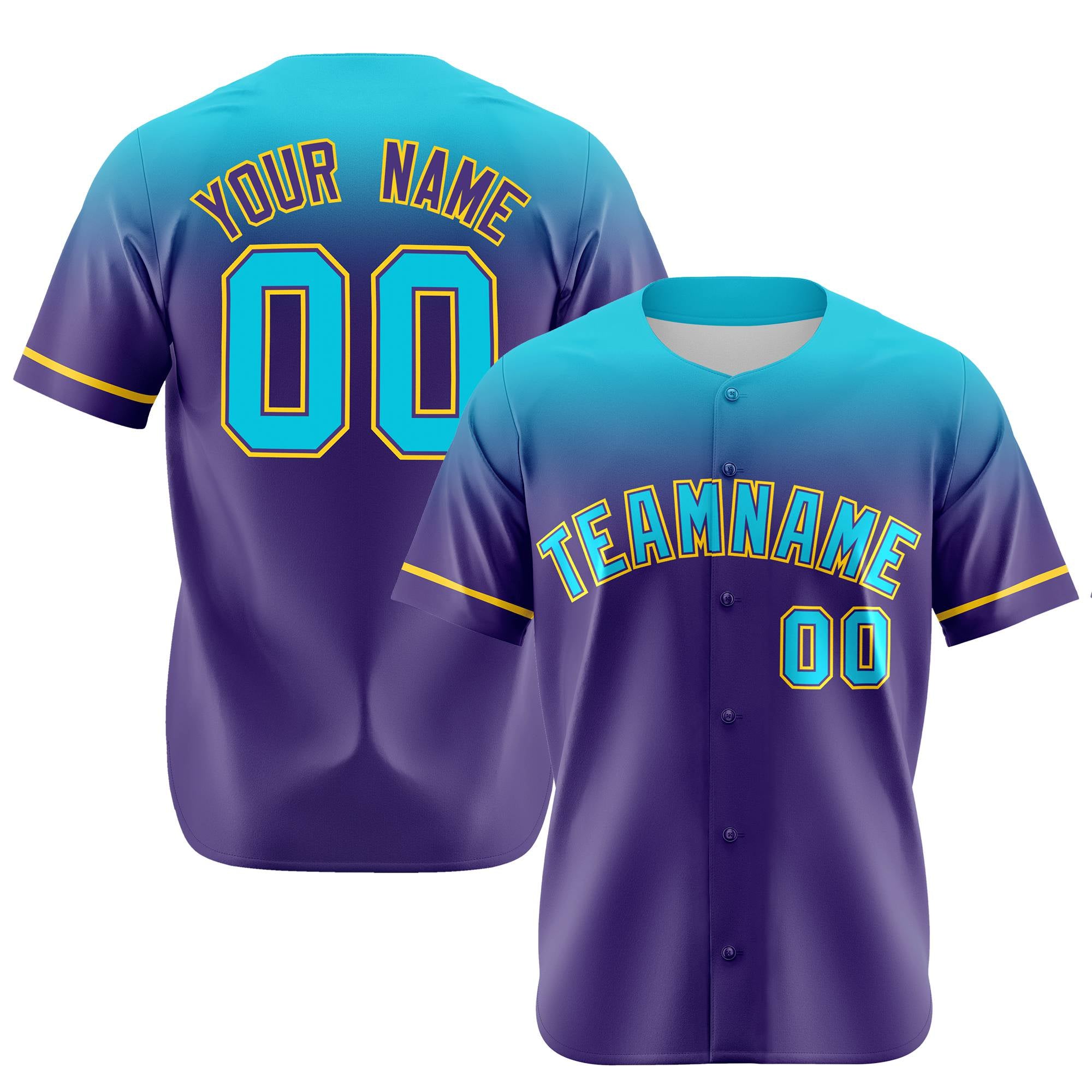 Custom Purple Sky Blue Gradient Fashion Design Authentic Baseball Jersey