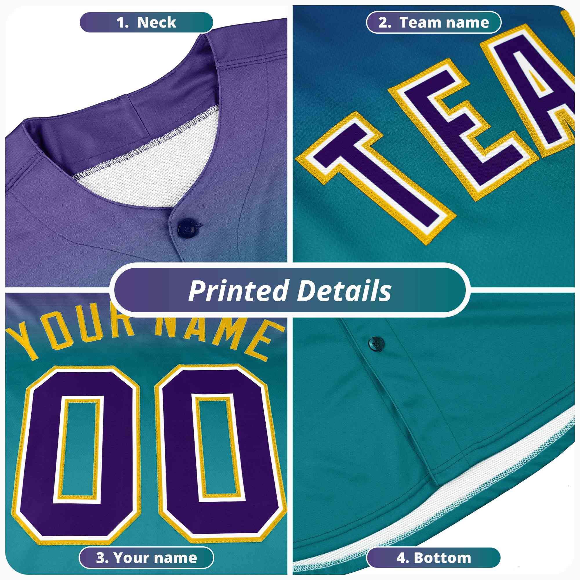 Custom Aqua Gray Gradient Fashion Design Authentic Baseball Jersey