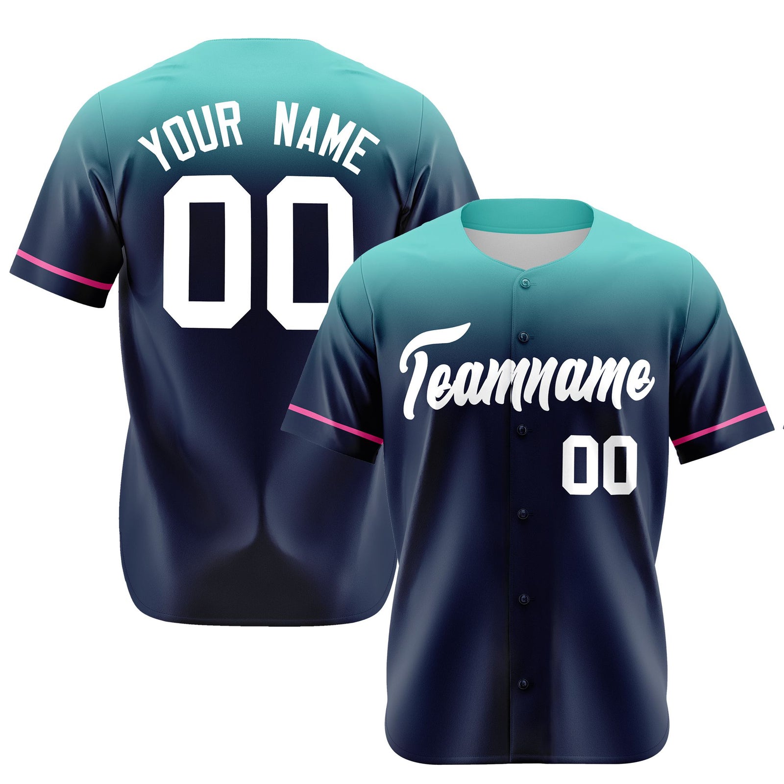 Custom Navy Teal Gradient Fashion Design Authentic Baseball Jersey