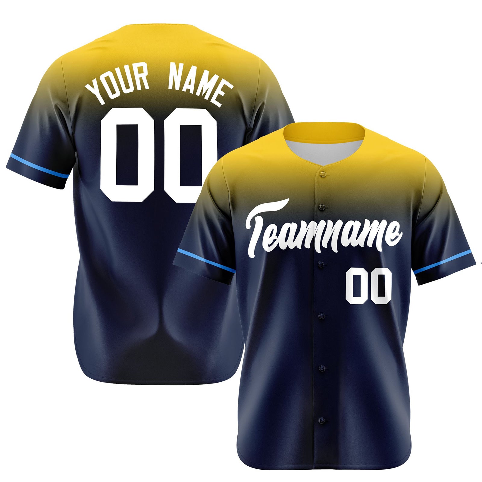 Custom Navy Gold Gradient Fashion Design Authentic Baseball Jersey