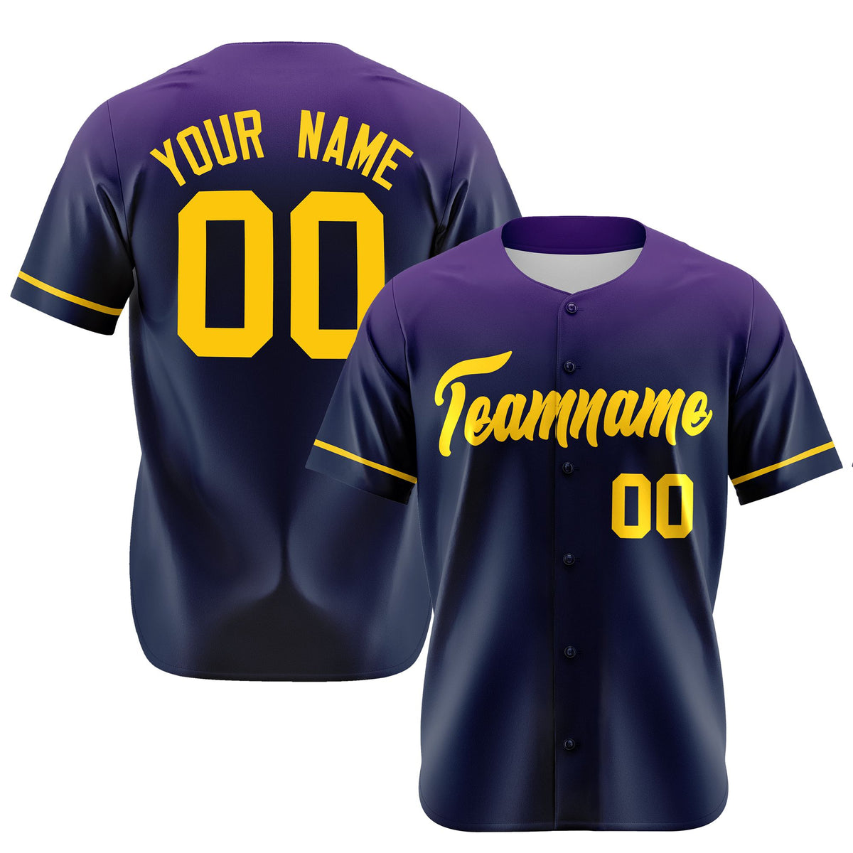 Custom Navy Purple Gradient Fashion Design Authentic Baseball Jersey