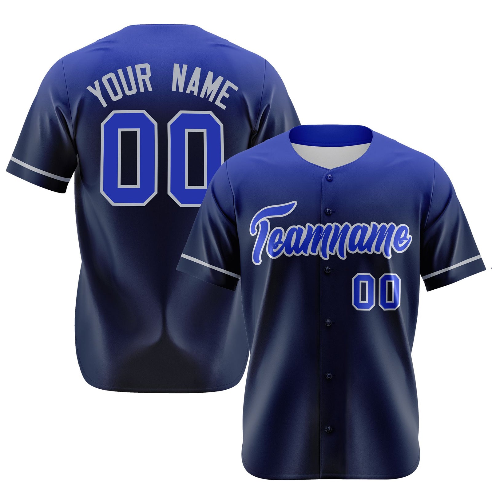 Custom Navy Royal Blue Gradient Fashion Design Authentic Baseball Jersey
