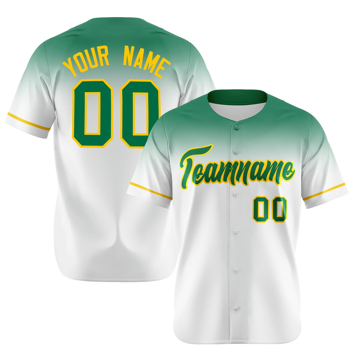 Custom White Bright Green Gradient Fashion Design Authentic Baseball Jersey