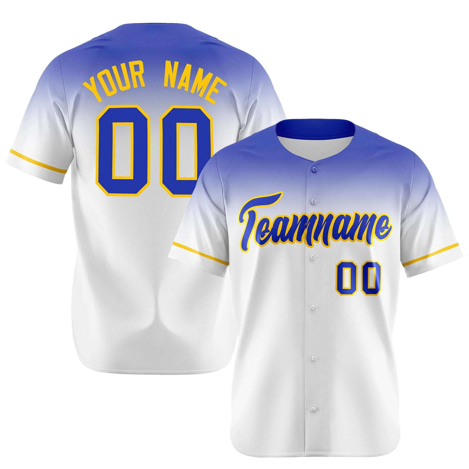 Custom White Royal Blue Gradient Fashion Design Authentic Baseball Jersey