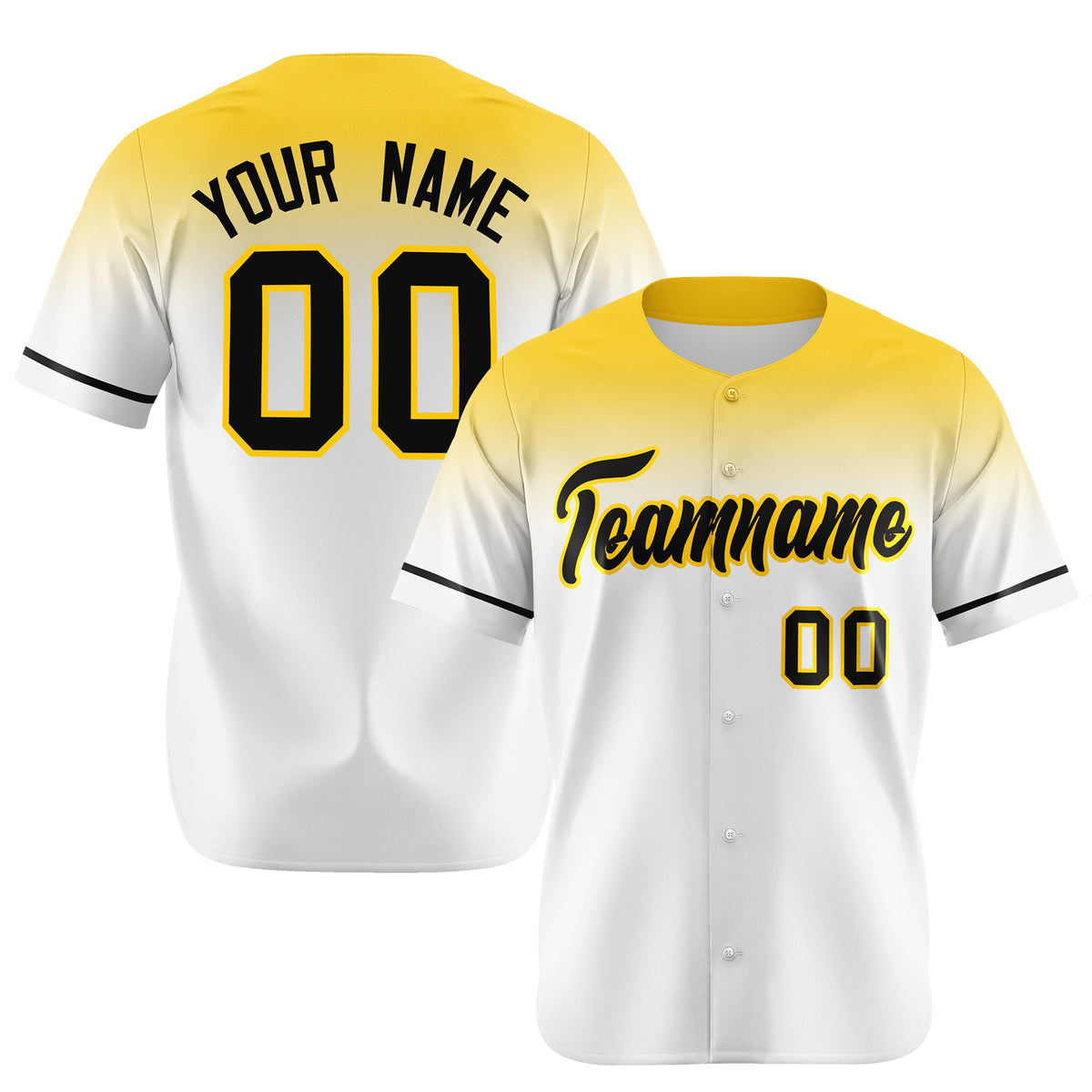 Custom White Gold Gradient Fashion Design Authentic Baseball Jersey