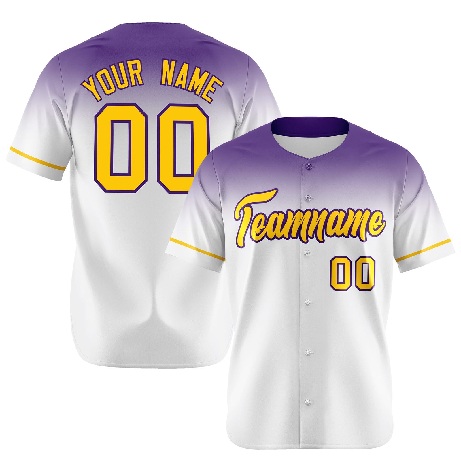 Custom White Purple Gradient Fashion Design Authentic Baseball Jersey