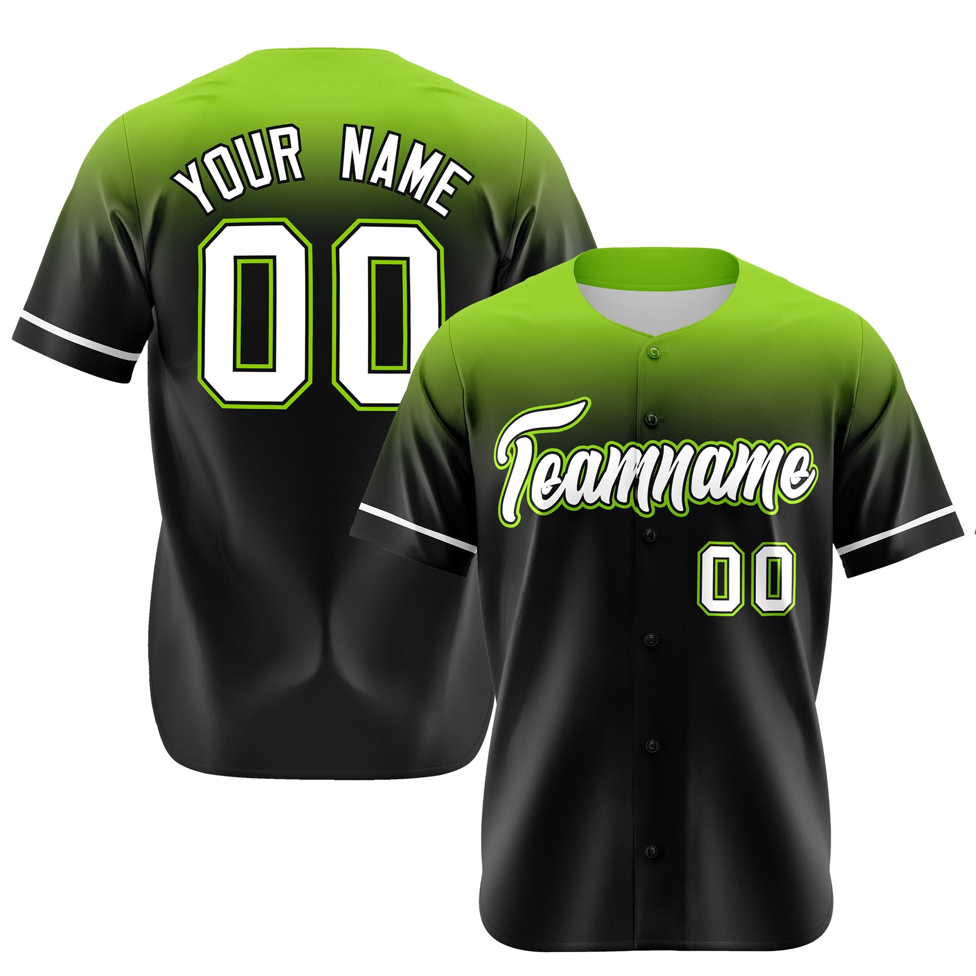 Custom Navy Neon Green Gradient Fashion Design Authentic Baseball Jersey