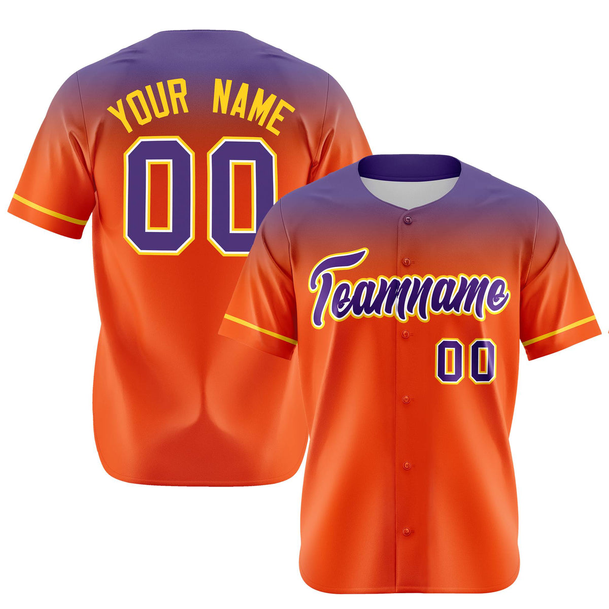 Custom Orange Purple Gradient Fashion Design Authentic Baseball Jersey