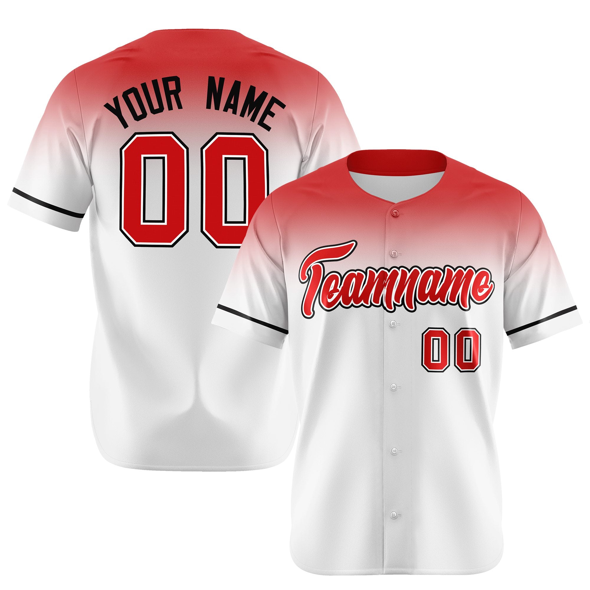 Custom White Red Gradient Fashion Design Authentic Baseball Jersey