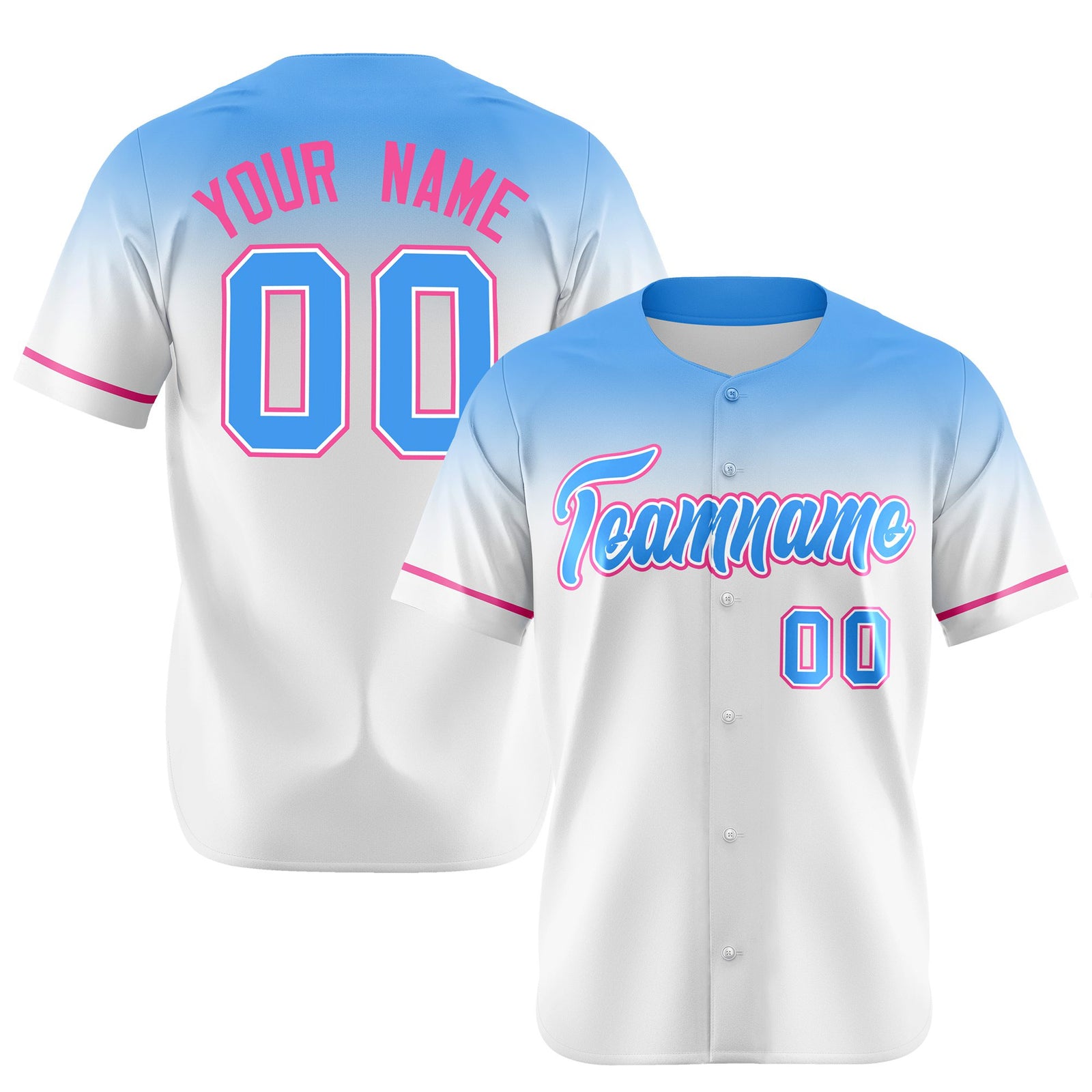 Custom White Powder Blue Gradient Fashion Design Authentic Baseball Jersey