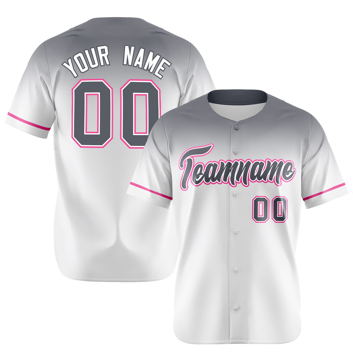 Custom White Gray Gradient Fashion Design Authentic Baseball Jersey