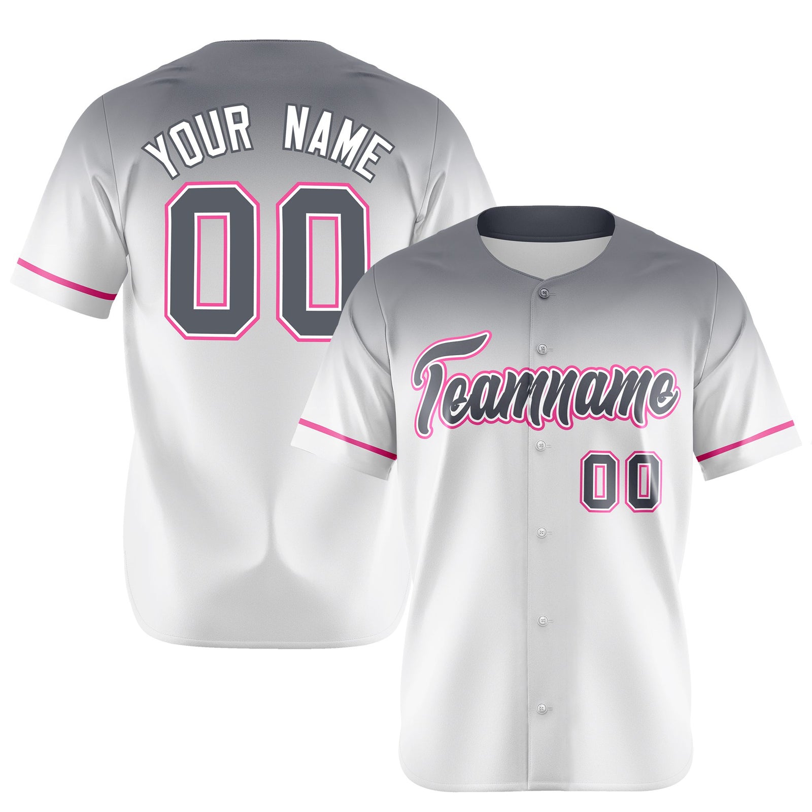 Custom White Gray Gradient Fashion Design Authentic Baseball Jersey