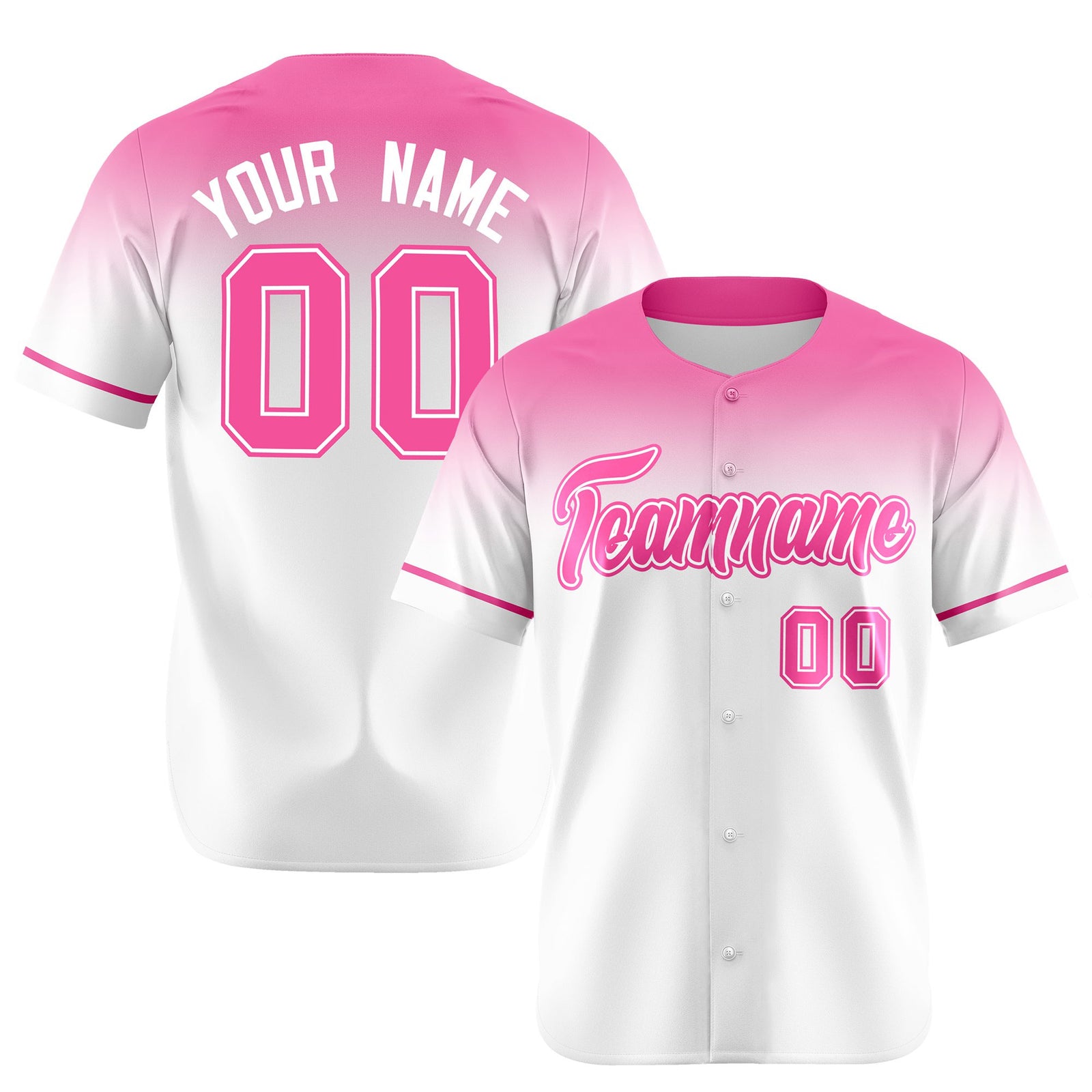 Custom White Light Pink Gradient Fashion Design Authentic Baseball Jersey