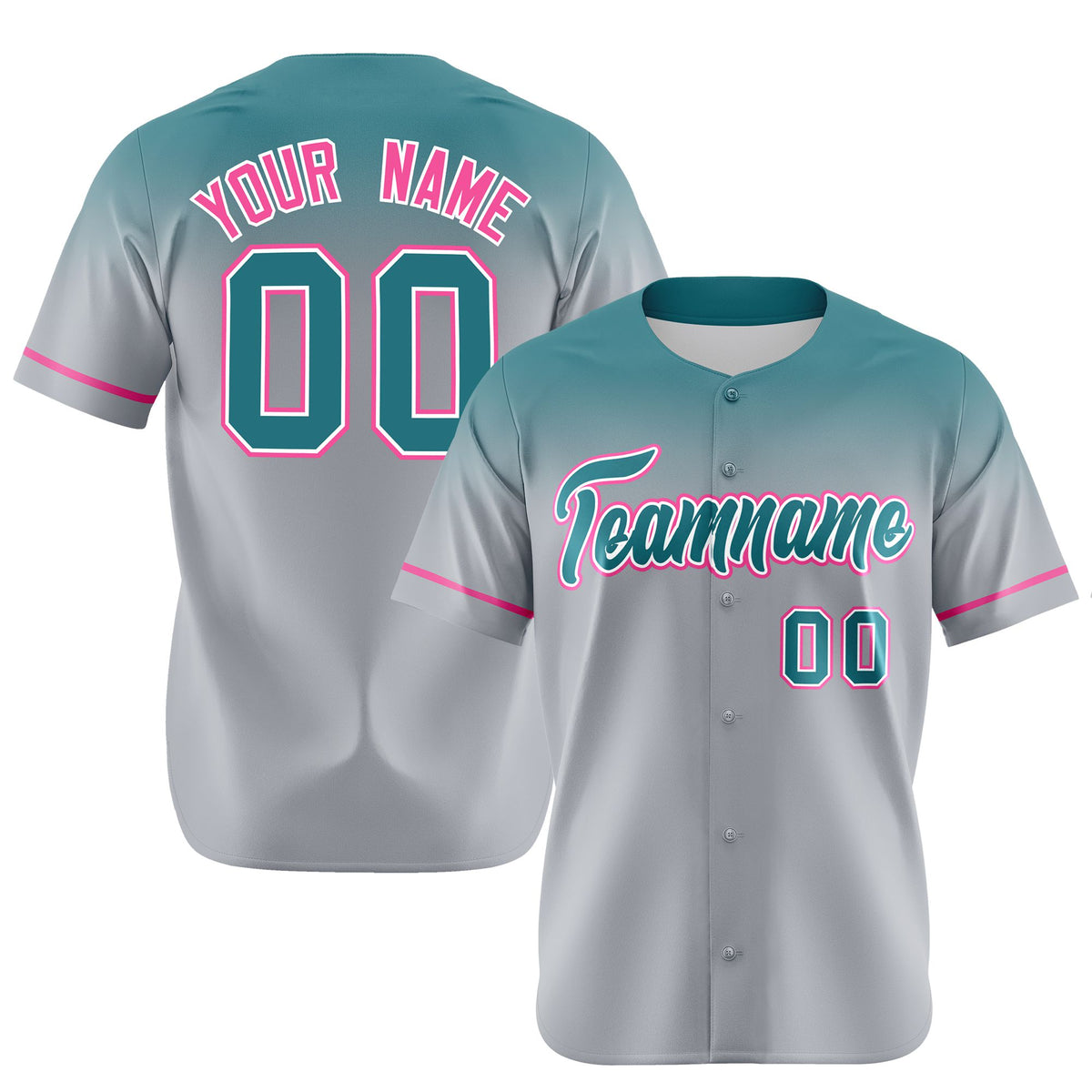 Custom Gray Aqua Gradient Fashion Design Authentic Baseball Jersey
