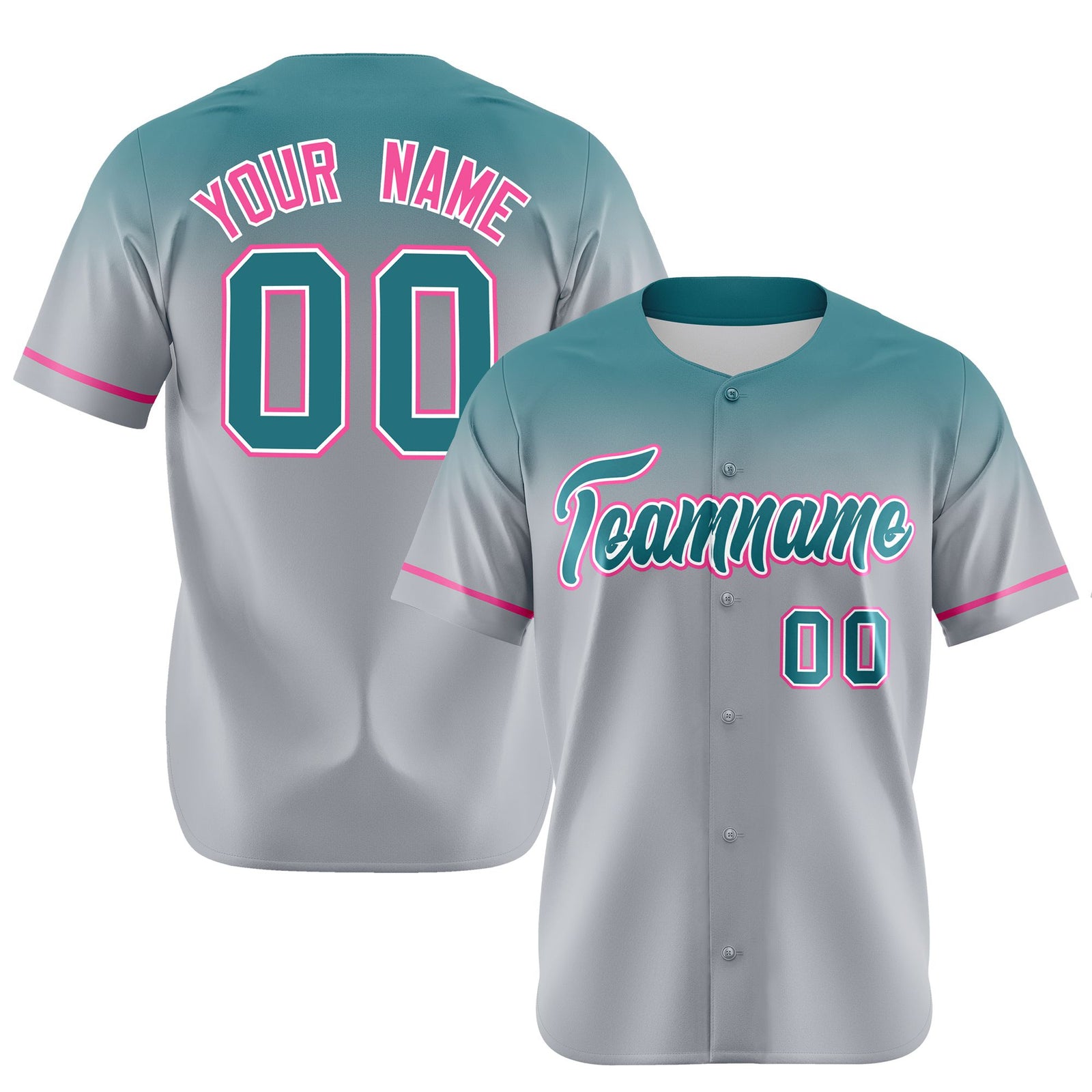 Custom Gray Aqua Gradient Fashion Design Authentic Baseball Jersey