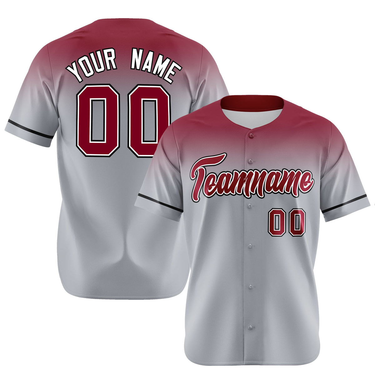 Custom Gray Crimson Gradient Fashion Design Authentic Baseball Jersey