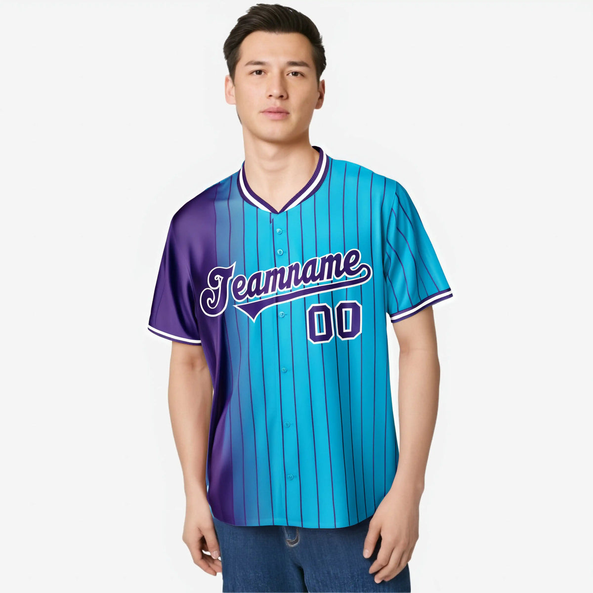 Custom Purple Blue Pinstripe Purple Authentic Baseball Jersey