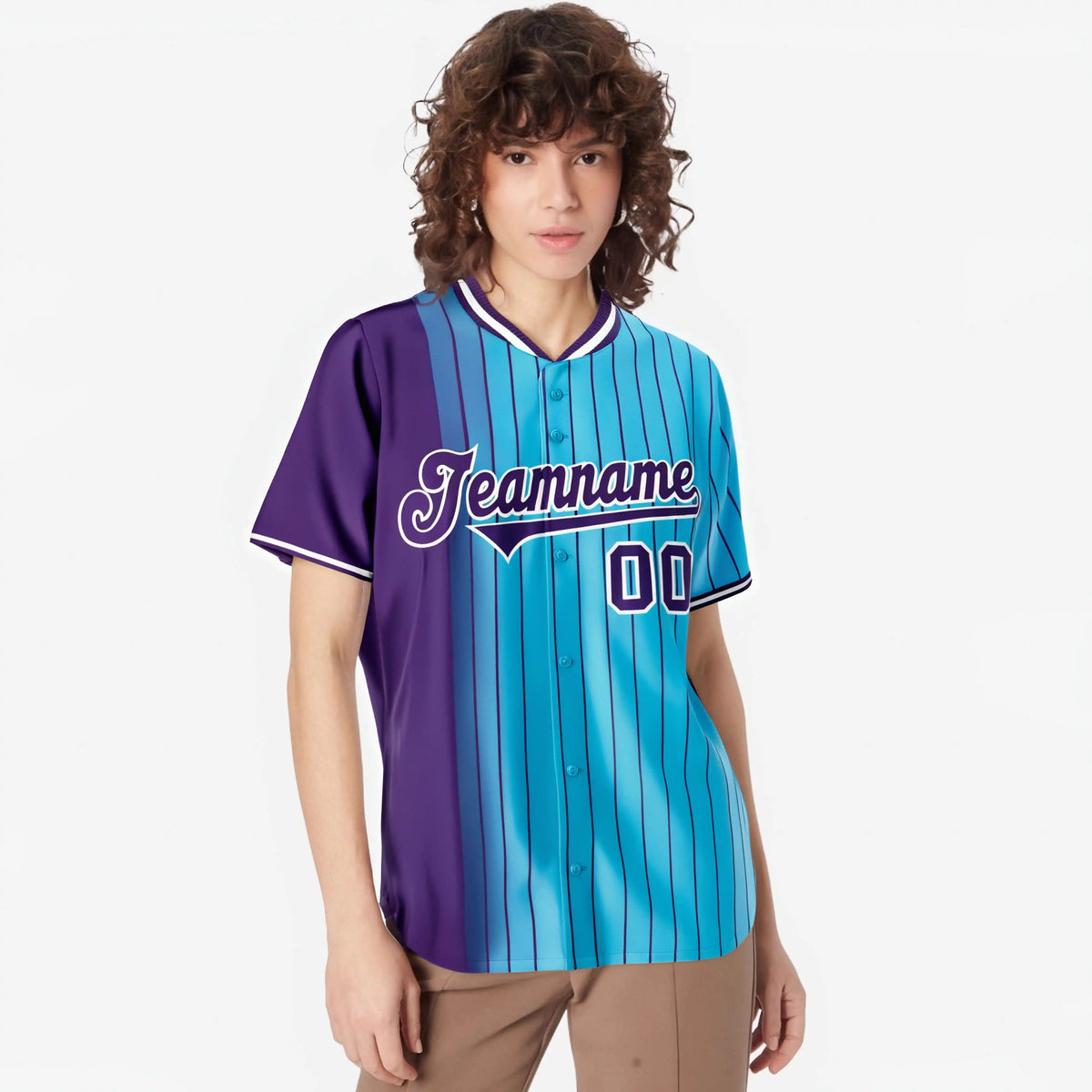 Custom Purple Blue Pinstripe Purple Authentic Baseball Jersey