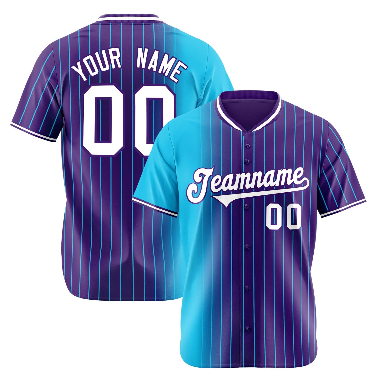 Custom Blue Purple Pinstripe White Authentic Baseball Jersey