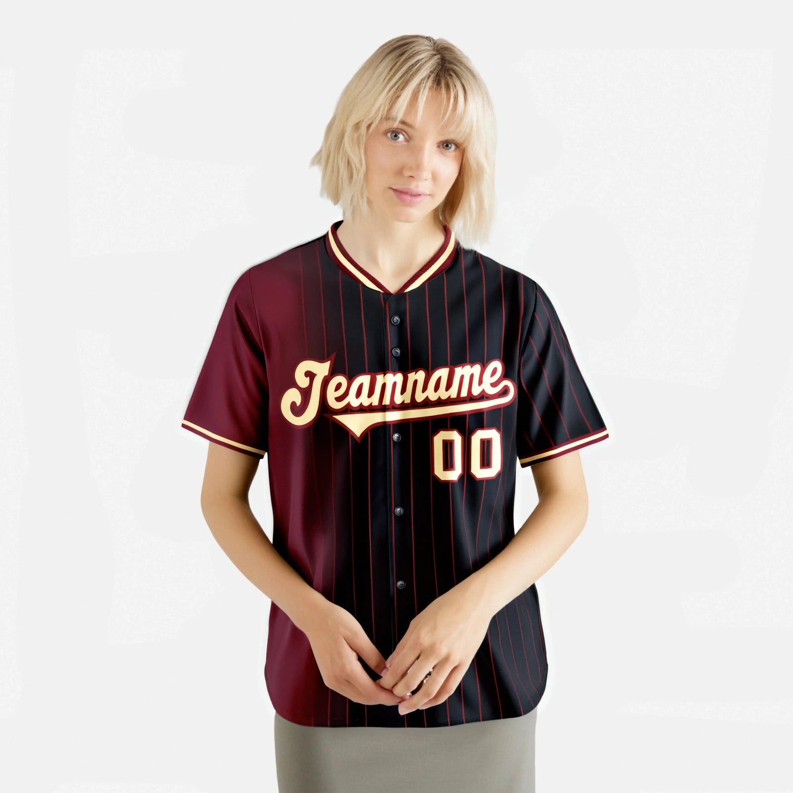 Custom Crimson Black Pinstripe Old-Gold Authentic Baseball Jersey