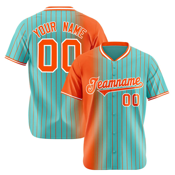 Custom Orange Light Blue Pinstripe Orange Authentic Baseball Jersey