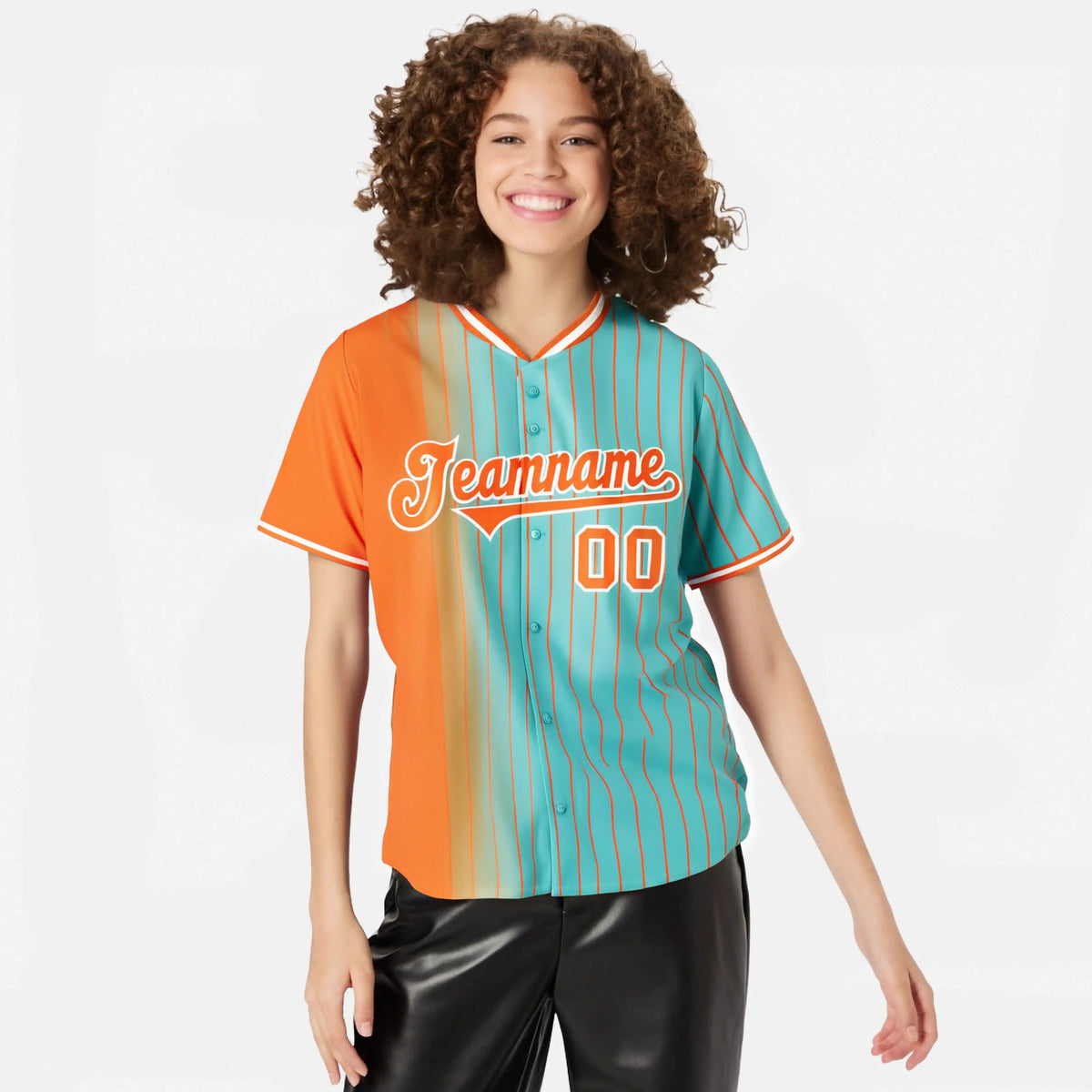 Custom Orange Light-Blue Pinstripe Orange Authentic Baseball Jersey