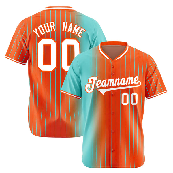 Custom Light Blue Orange Pinstripe White Authentic Baseball Jersey