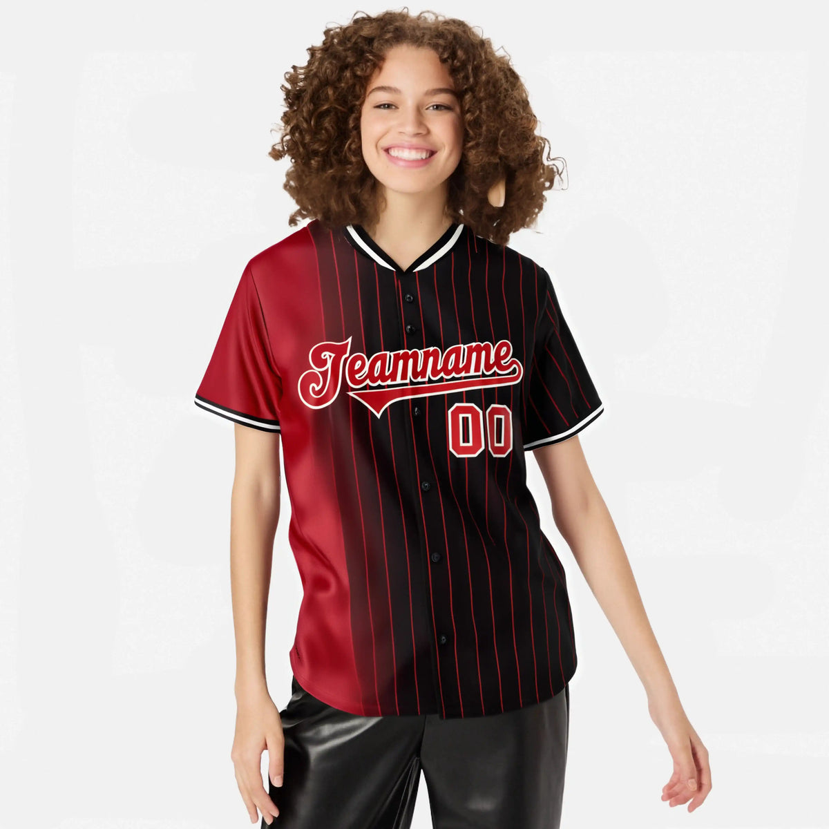 Custom Red Black Pinstripe Red Authentic Baseball Jersey