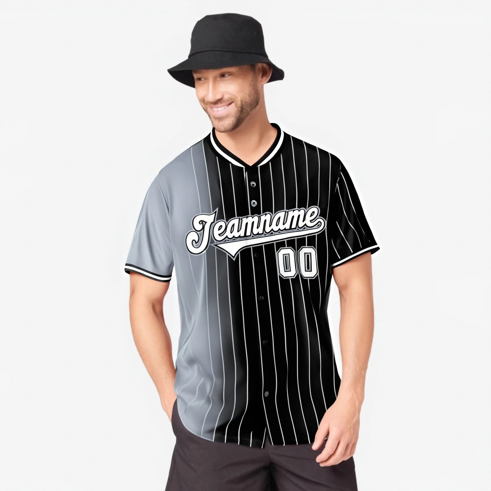 Custom Gray Black Pinstripe White Authentic Baseball Jersey