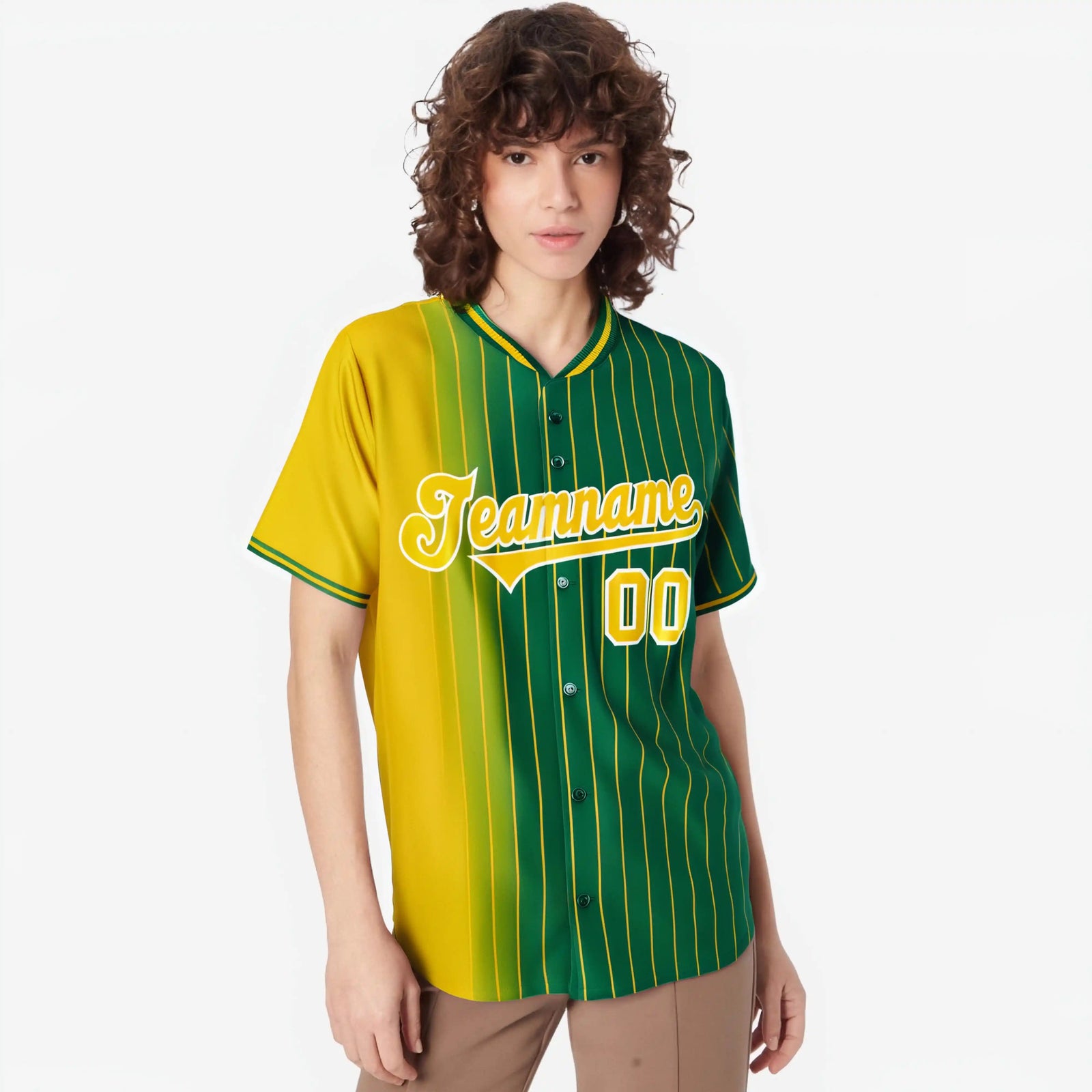 Custom Yellow Green Pinstripe Yellow Authentic Baseball Jersey