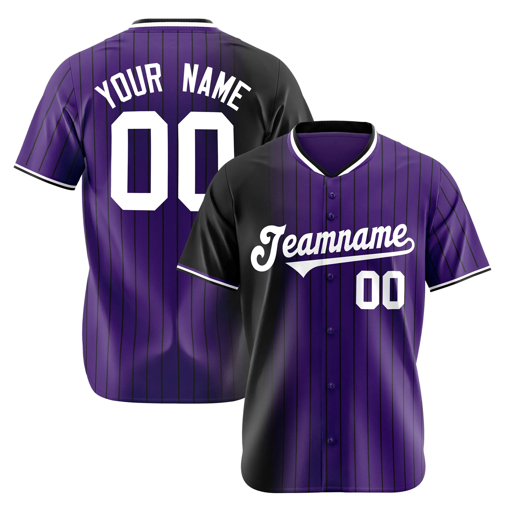 Custom Black Purple Pinstripe White Authentic Baseball Jersey