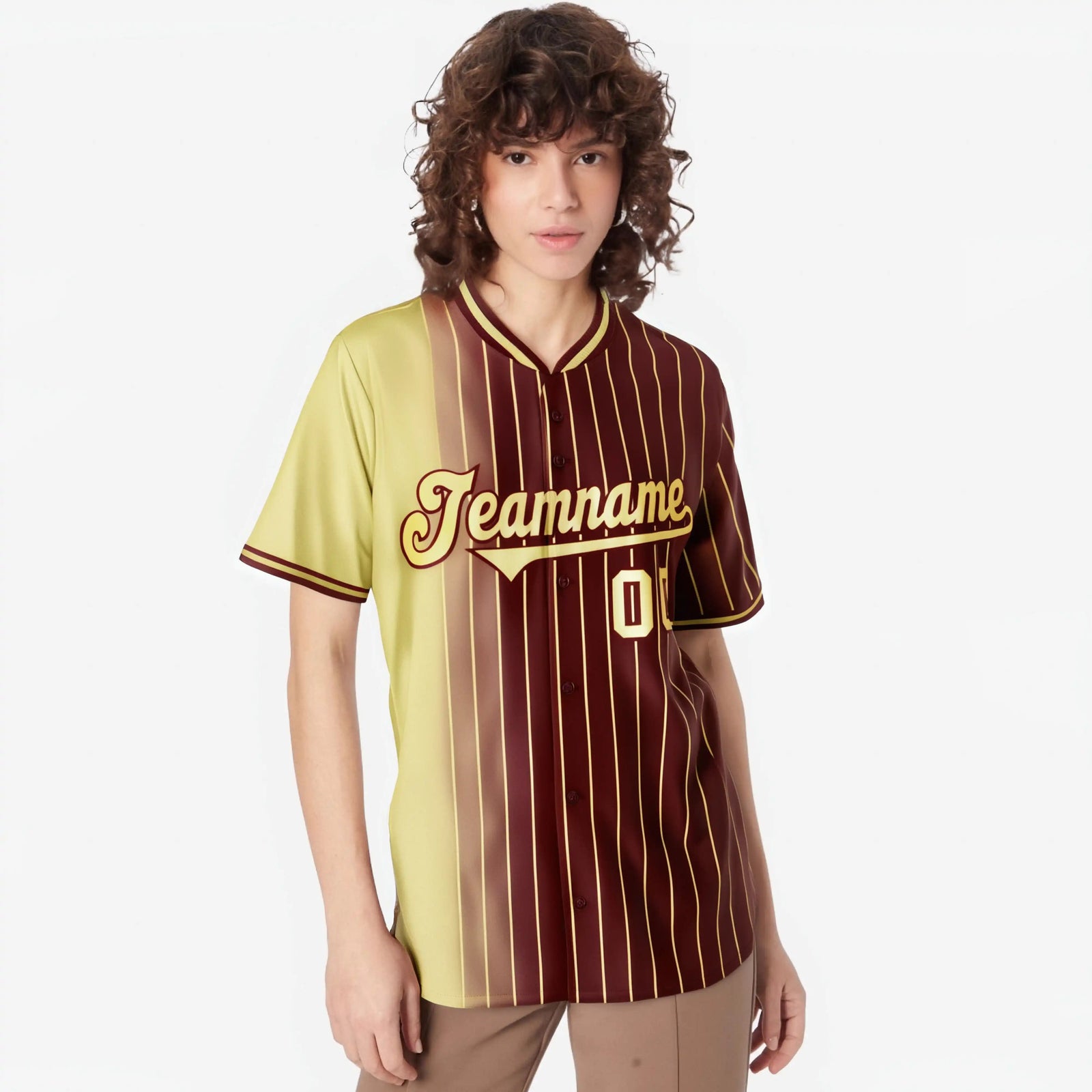 Custom Old-Gold Crimson Pinstripe Old-Gold Authentic Baseball Jersey